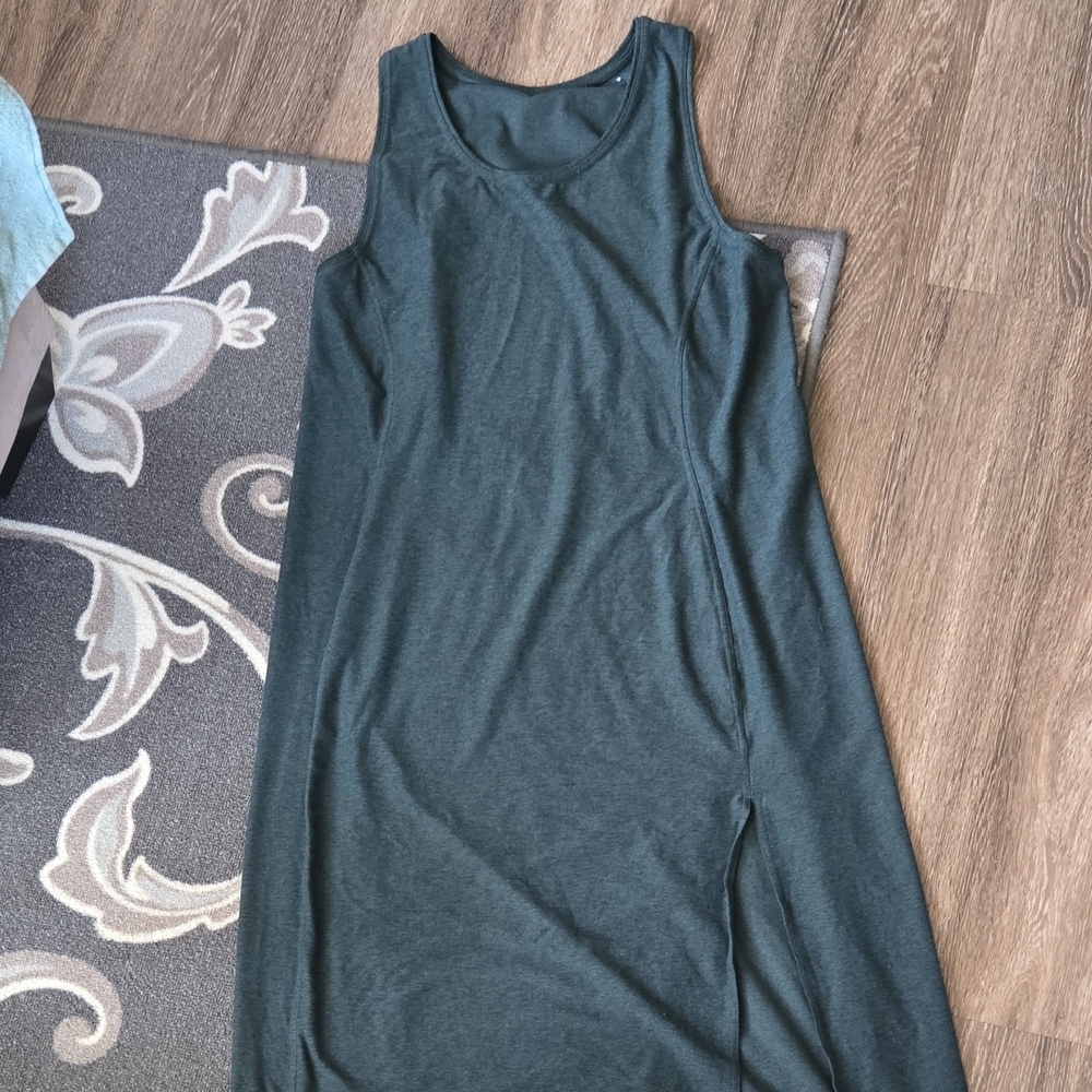 Fabletics Sleeveless Dark Green Maxi Dress